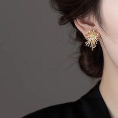 Pendientes de plata S925 con forma de aguja y diamantes de imitación para mujer 