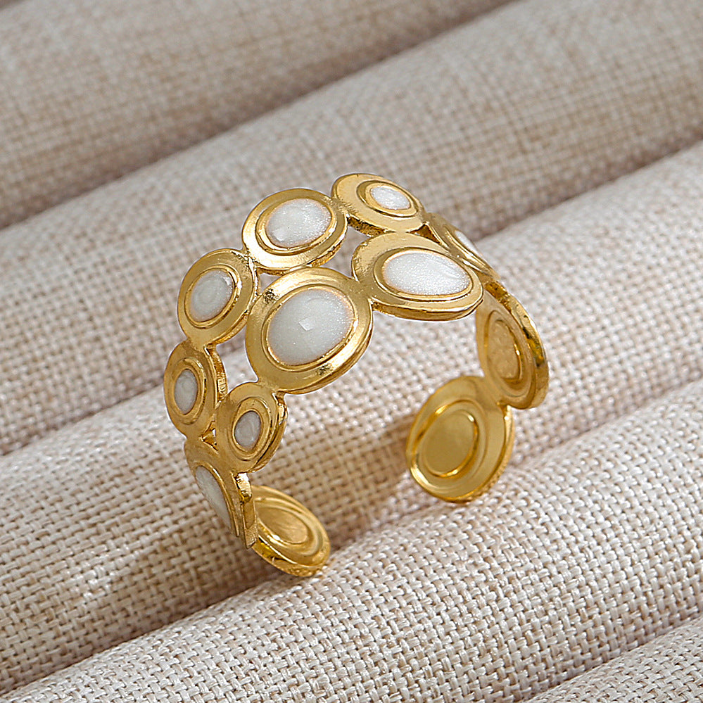 Anillo abierto de acero inoxidable 304 con letras geométricas, estilo hip hop, punk y streetwear. 