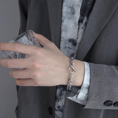 Pulsera de acero de titanio con cadena gruesa cubana para hombre, accesorios para pareja 