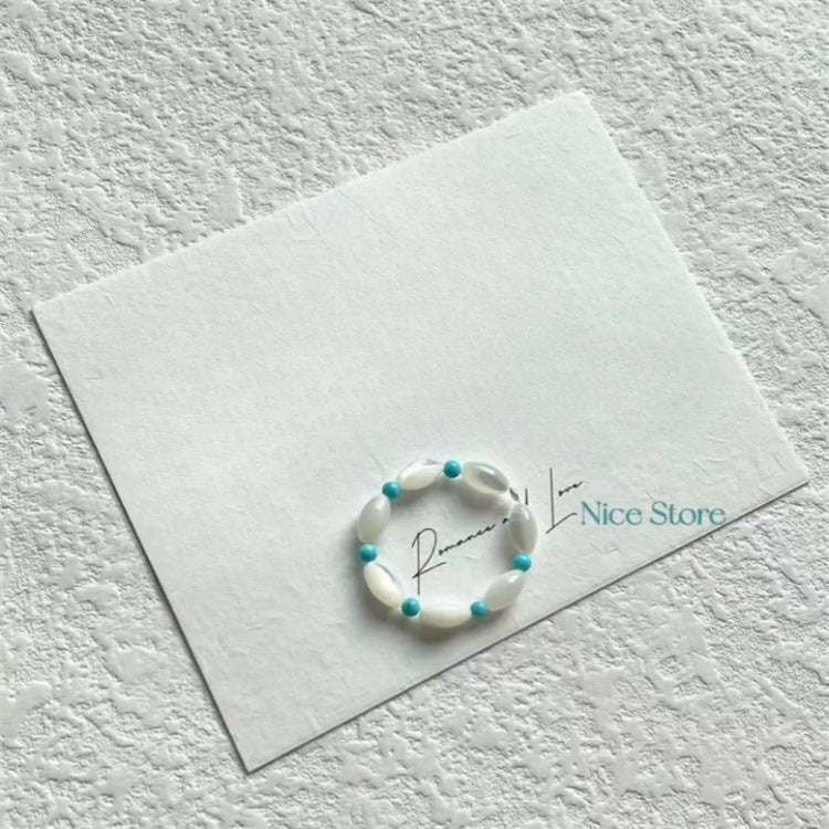 Blue Natural Stone Pearl Necklace Women's Beaded Clavicle Chain