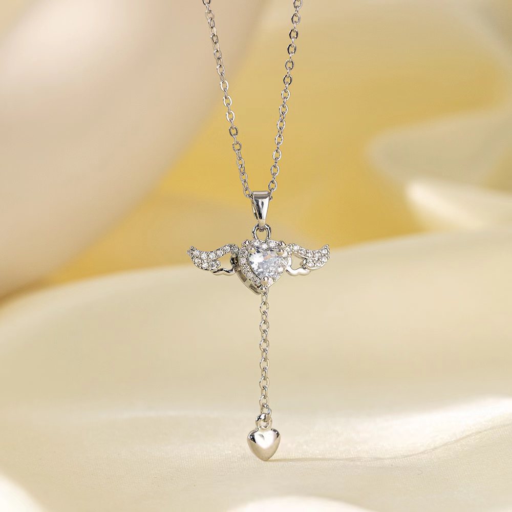 Wholesale Jewelry Sweet Simple Style Star Heart Shape Bow Knot Titanium Steel Zircon Plating Inlay Pendant Necklace