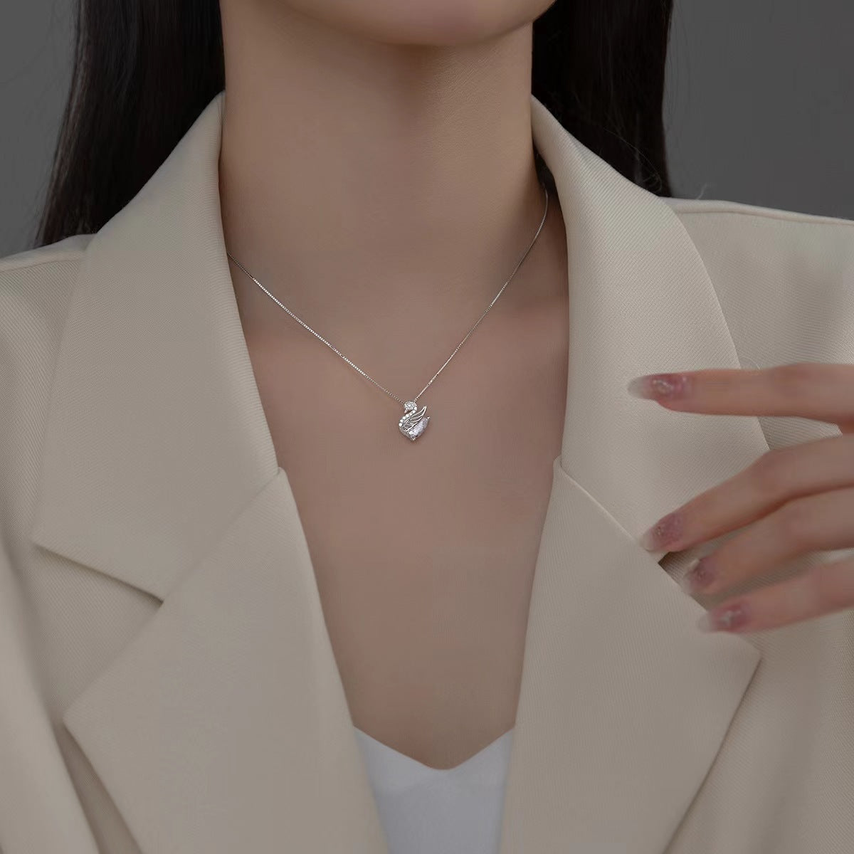 Wholesale Jewelry Sweet Simple Style Star Heart Shape Bow Knot Titanium Steel Zircon Plating Inlay Pendant Necklace
