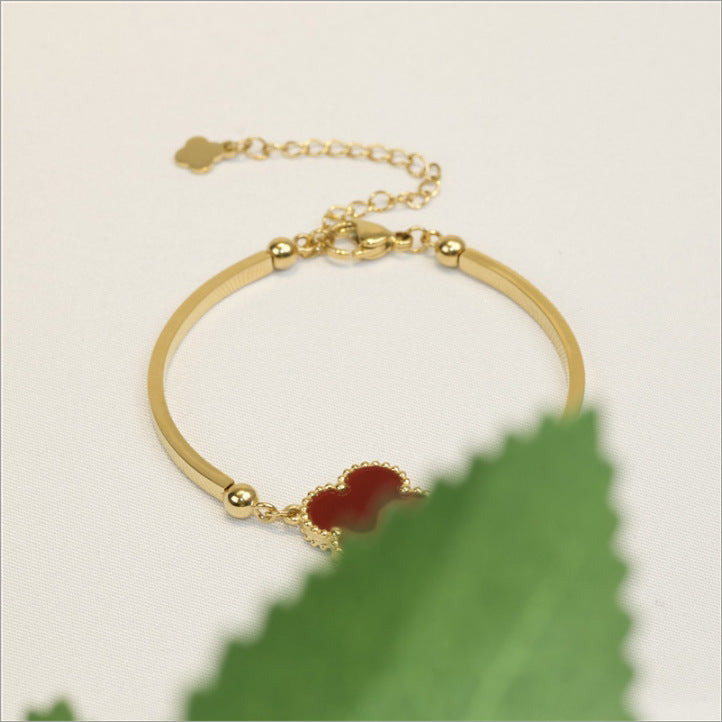 Pulsera de acero de titanio para mujer, pulsera sencilla, joyería 