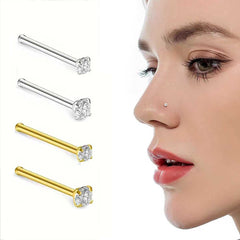 Piercing para la nariz de acero inoxidable, piercing para el labio de color con circonitas. 