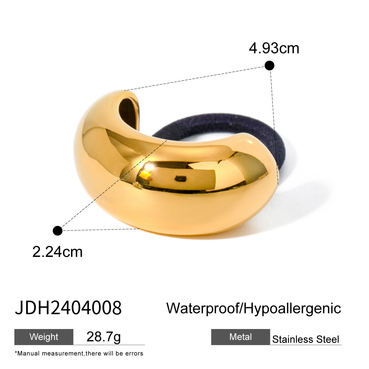 Women's Casual Style Solid Color 304 Stainless Steel Hair Tie