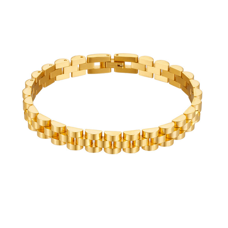 Correa de acero de titanio, pulsera de acero inoxidable de 15 mm, cadena de reloj para hombre, joyería ajustable 