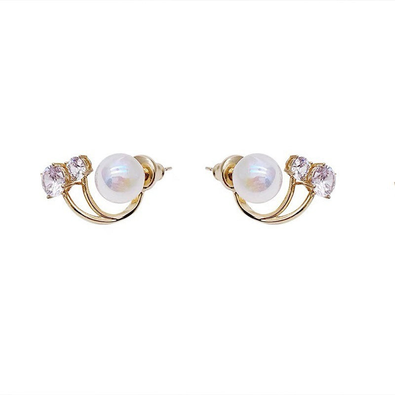 1 Pair Sweet IG Style Geometric Heart Shape Butterfly Inlay Alloy Rhinestones Pearl Drop Earrings Ear Studs