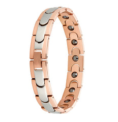 Pulsera de acero inoxidable con forma de bala de oro rosa para hombre, joyería de acero y titanio. 