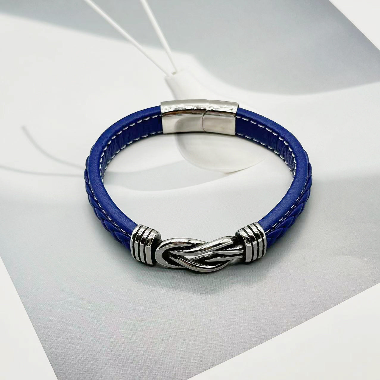 Pulsera de acero inoxidable Pulsera de cuero para hombre 