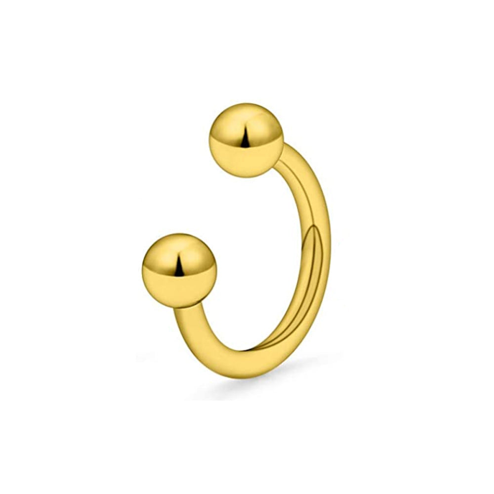 Anillo de nariz de acero inoxidable, acero de titanio, tipo C, hueso de oreja 