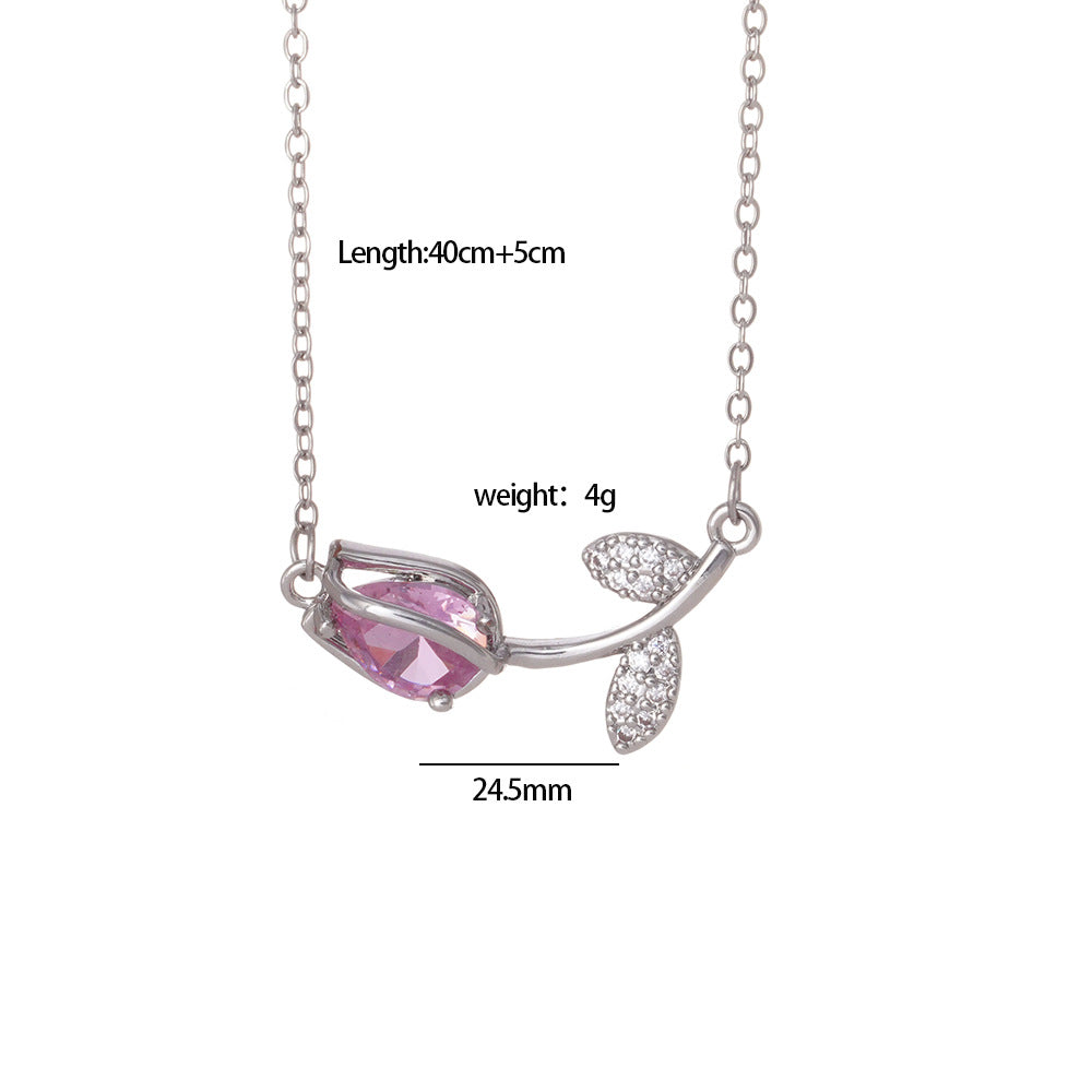 Collar de flores de tulipán con accesorios de acero de titanio 