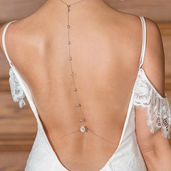 Simulated diamond-encrusted water drop body chain, bridal accessories BACK BODY CHAIN