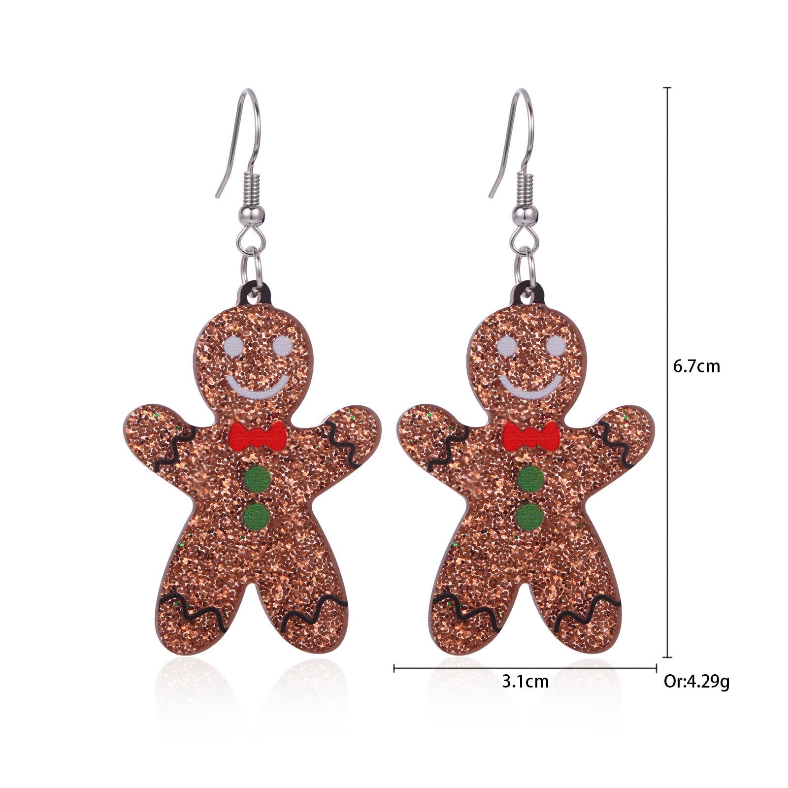 3 pares por modelo Lindos pendientes colgantes de aleación de zinc con forma de campana y corona de árbol de Navidad 