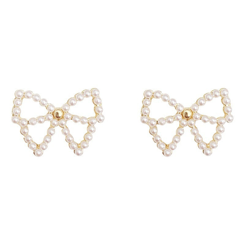 1 Pair Sweet IG Style Geometric Heart Shape Butterfly Inlay Alloy Rhinestones Pearl Drop Earrings Ear Studs
