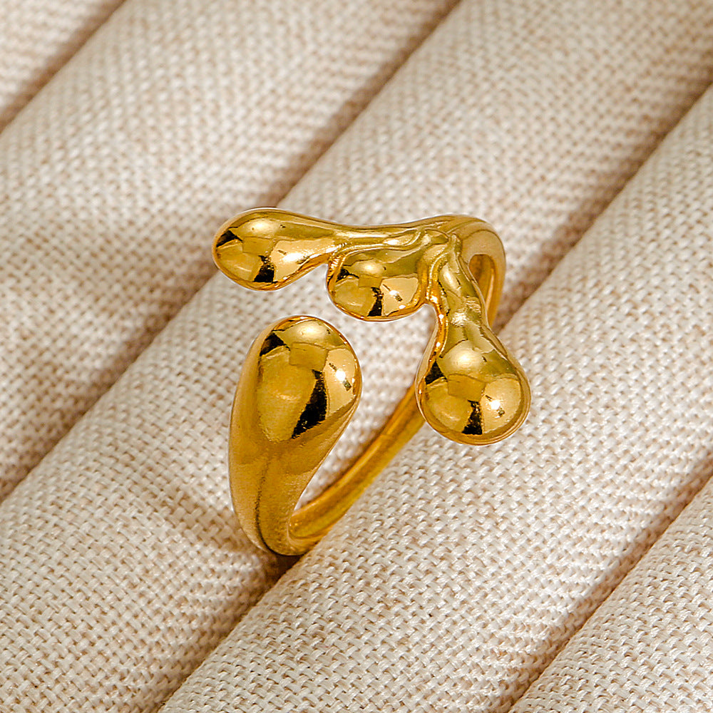Wholesale Jewelry Geometric 304 Stainless Steel Natural Stone Open Ring (Minimum purchase 10 pcs)