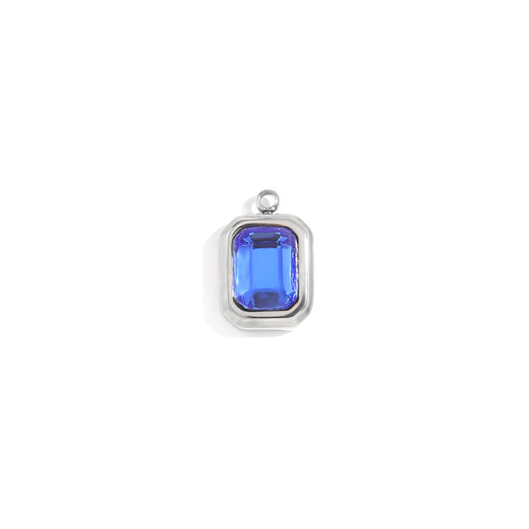 1 Piece 304 Stainless Steel Glass Stone Square Pendant