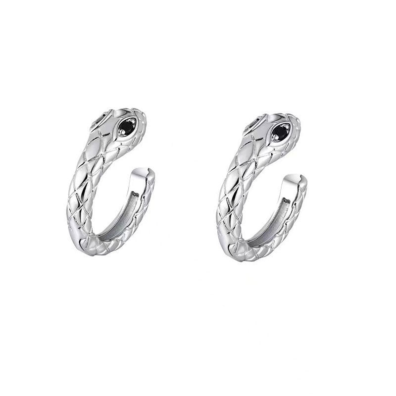 Pendientes de serpiente con clip para hombre, individuales, sin perforaciones 