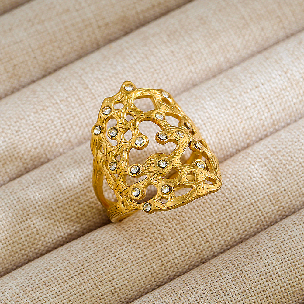 Anillo abierto de acero inoxidable 304 con letras geométricas, estilo hip hop, punk y streetwear. 