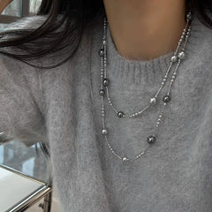 Collar de perlas de estrella gitana para mujer, cadena de suéter 