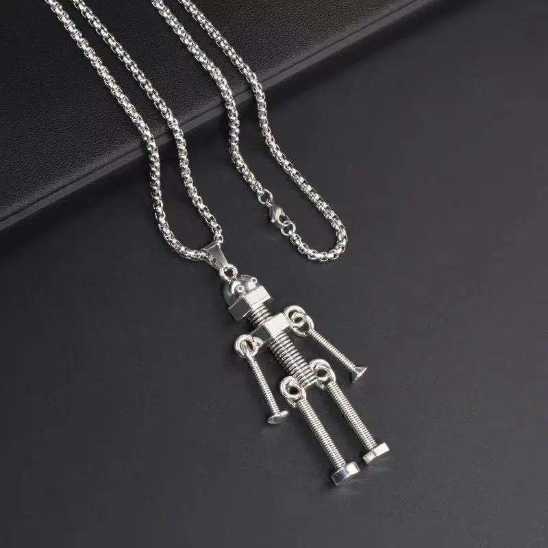 Collar de acero de titanio con colgante de hip hop para hombre 