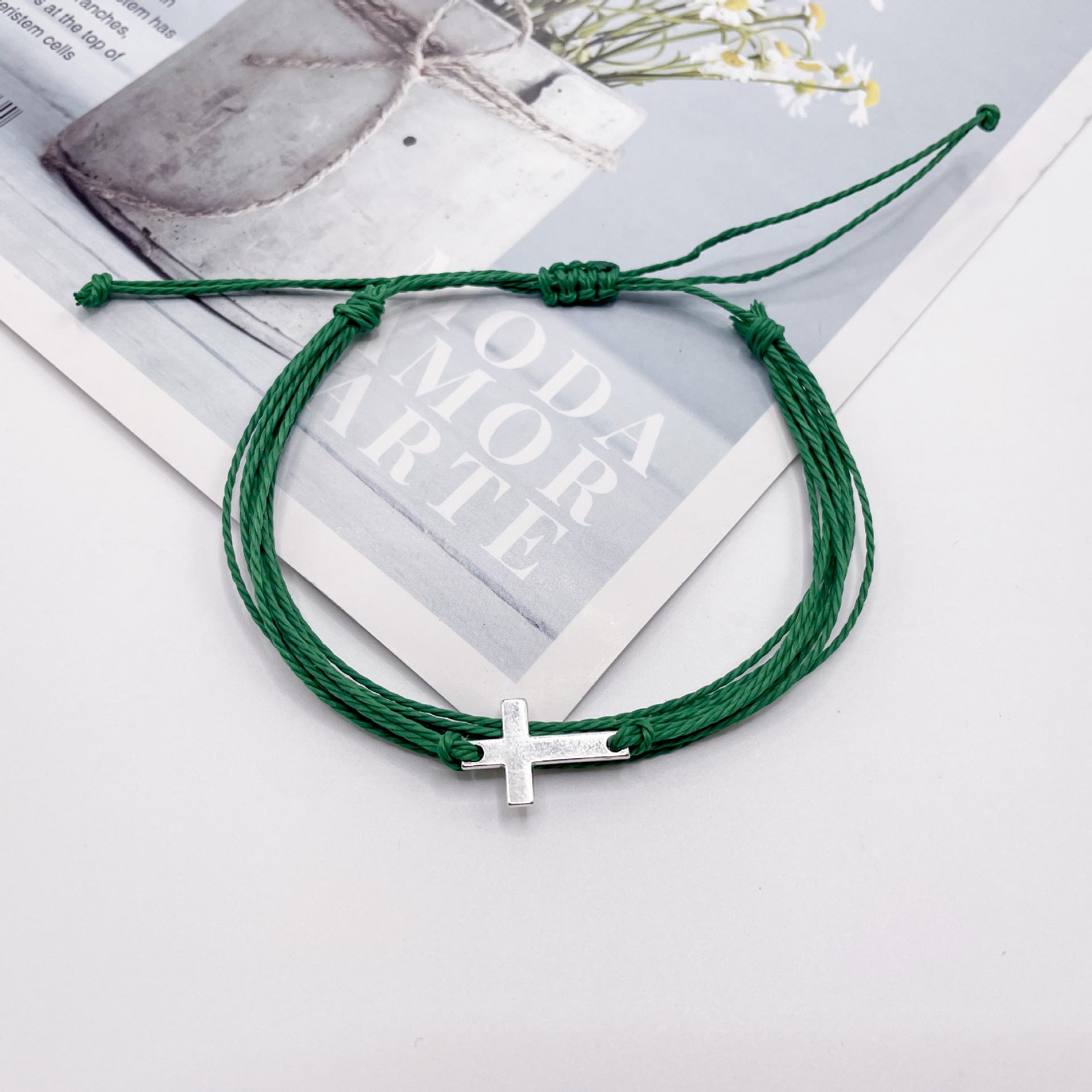 Pulsera tejida en cera, resistente al agua, con cuerda de la amistad, pulsera cruzada para surfear en la playa.