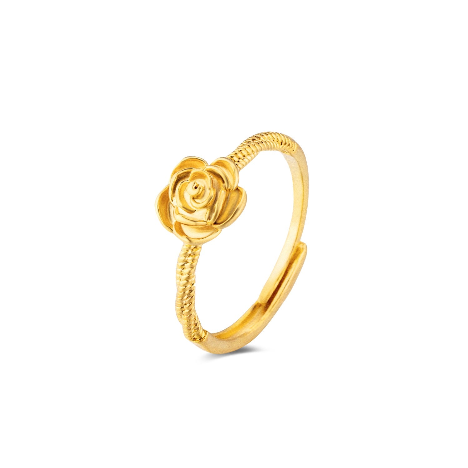 Anillo de rosa para mujer con apertura ajustable, anillo de flor liso con borde retorcido, joyería 