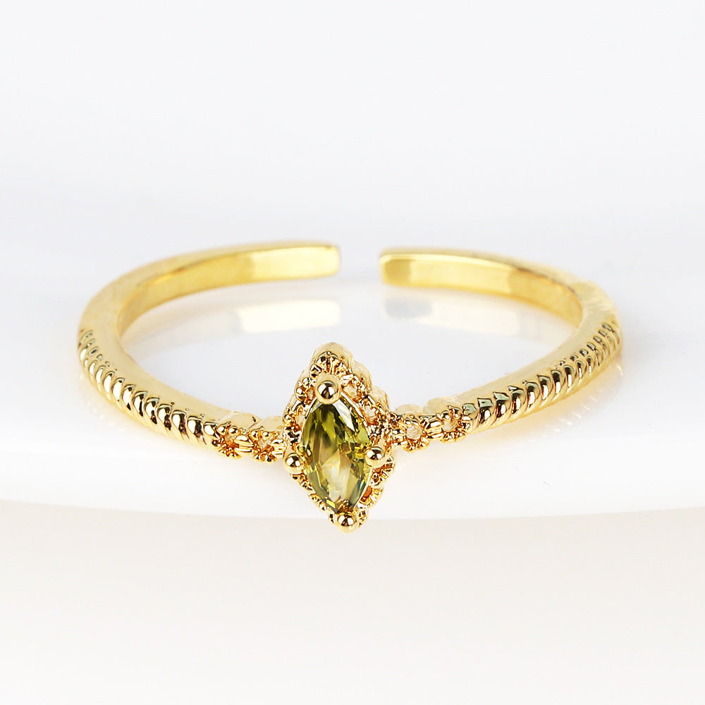 Copper 18K Gold Plated Inlay Geometric Zircon Open Rings