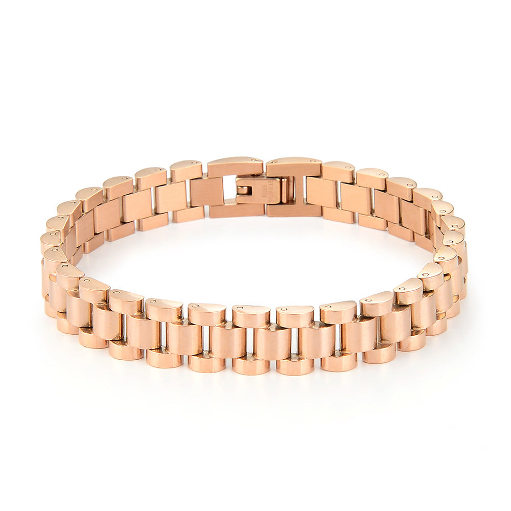 Correa de acero de titanio, pulsera de acero inoxidable de 15 mm, cadena de reloj para hombre, joyería ajustable 