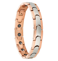 Pulsera de acero inoxidable con forma de bala de oro rosa para hombre, joyería de acero y titanio. 