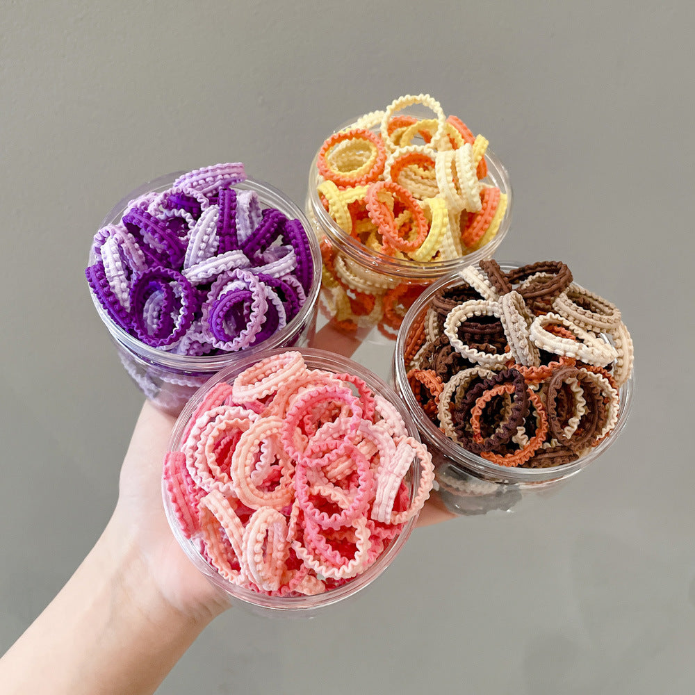 Banda de goma para niños, banda de goma de encaje enlatado de colores, cinta para el cabello elástica alta para niñas 