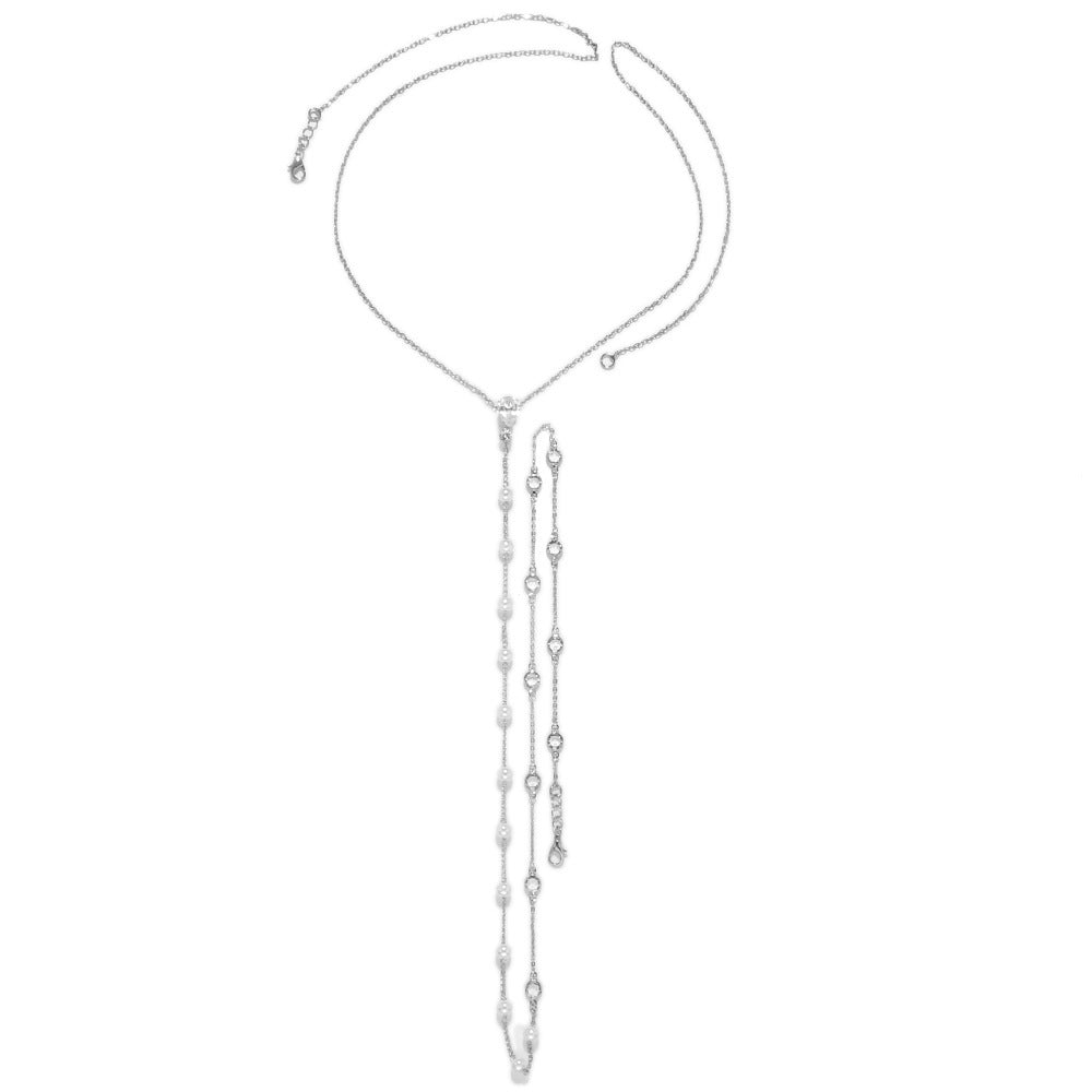 Cadena de perlas para la espalda, accesorio sencillo para vestido de novia con diamantes 