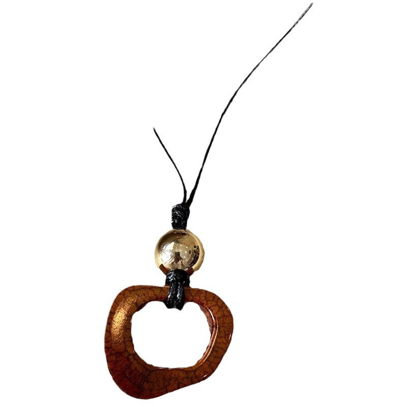 Collar negro de mujer con cadena de suéter larga en forma de U 