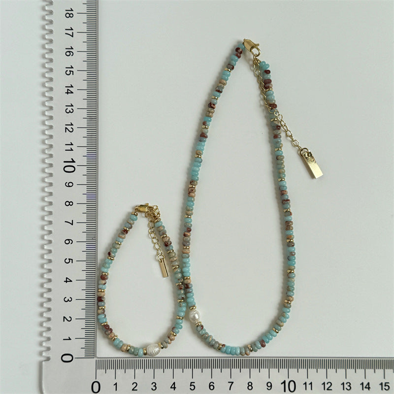 Collar de conchas naturales, pulsera de cuentas de colores, cadena de piedras naturales 