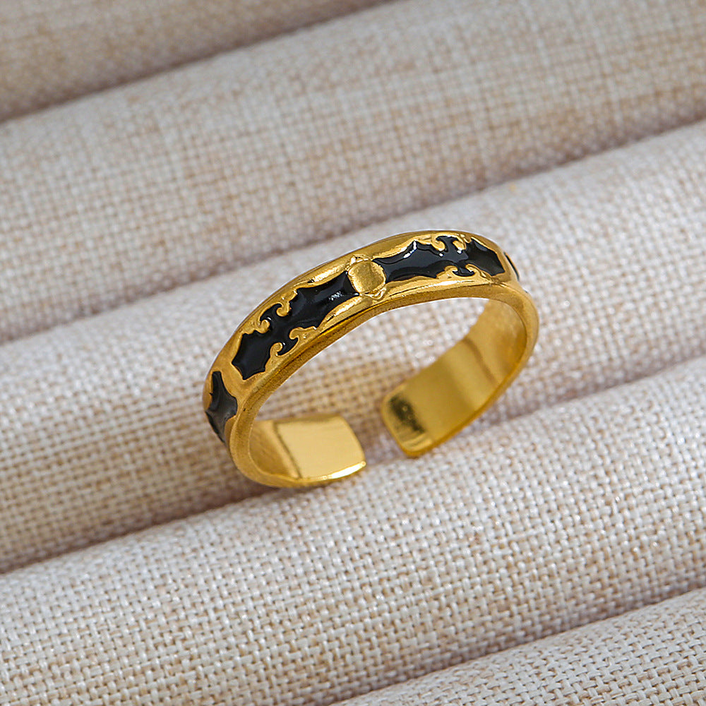 Anillo abierto de acero inoxidable 304 con letras geométricas, estilo hip hop, punk y streetwear. 