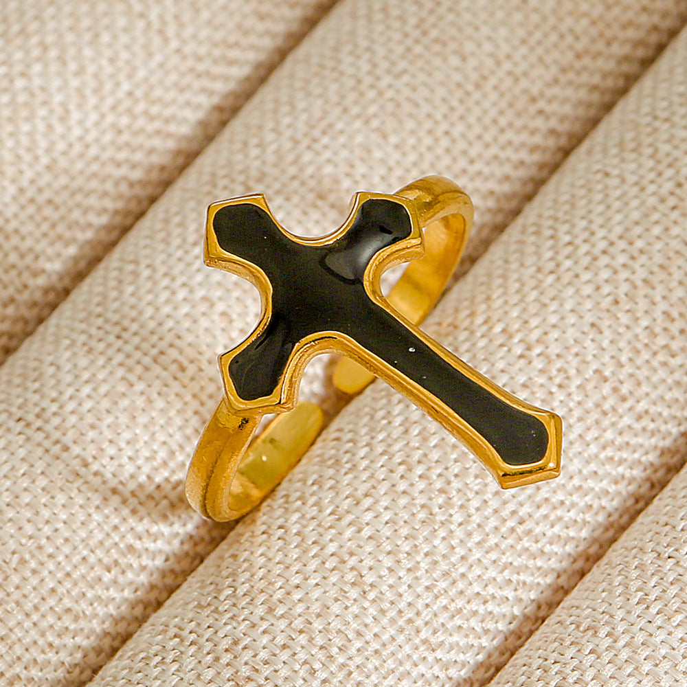 Wholesale Jewelry Geometric 304 Stainless Steel Natural Stone Open Ring (Minimum purchase 10 pcs)