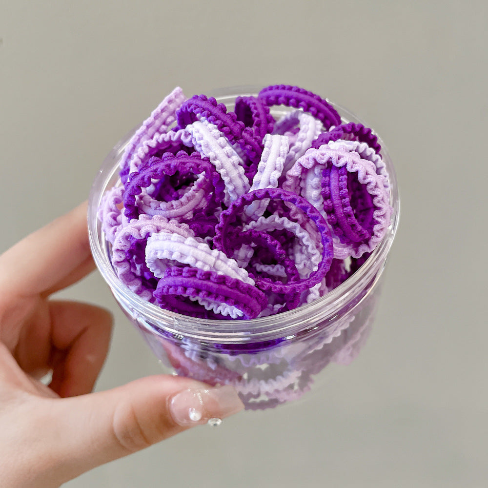 Banda de goma para niños, banda de goma de encaje enlatado de colores, cinta para el cabello elástica alta para niñas 