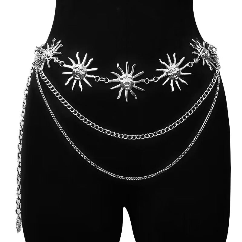 Women's Sunflower Waist Chain, Metal Crescent Body Chain Adjustable Belt(Minimum purchase of 2 pieces)