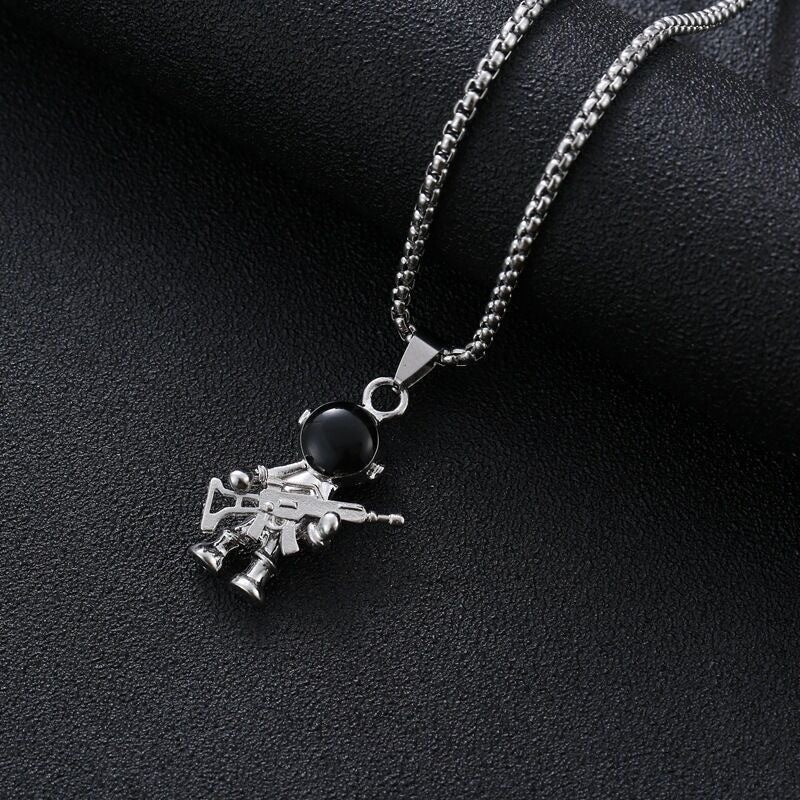 Collar de acero de titanio con colgante de hip hop para hombre 