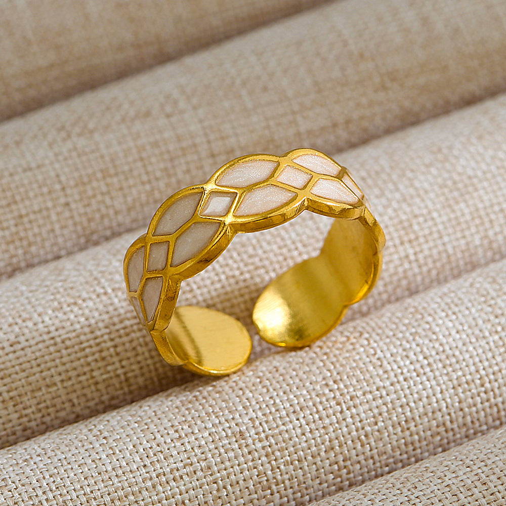 Anillo abierto de acero inoxidable 304 con letras geométricas, estilo hip hop, punk y streetwear. 