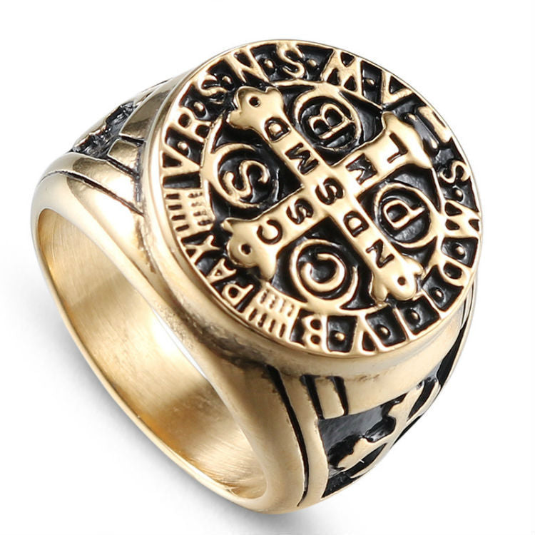 Anillo de runas para hombre, estilo vikingo vintage, color negro, con personalidad de cola