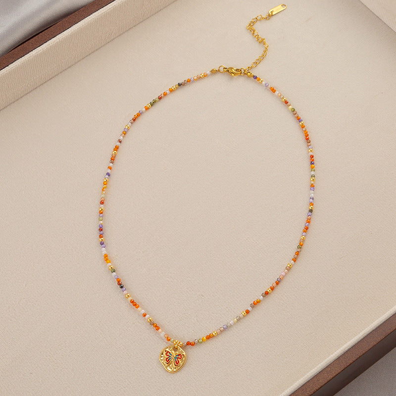 Collar de perlas de agua dulce de piedra natural con cadena de clavícula con cuentas 