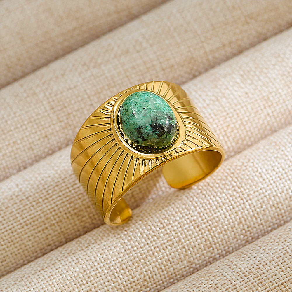Anillo abierto de acero inoxidable 304 con letras geométricas, estilo hip hop, punk y streetwear. 