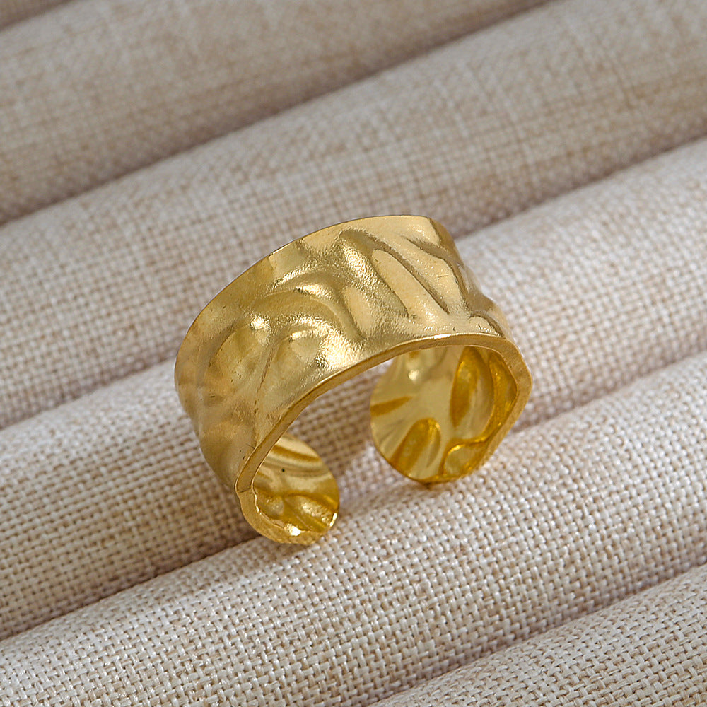 Anillo abierto de acero inoxidable 304 con letras geométricas, estilo hip hop, punk y streetwear. 