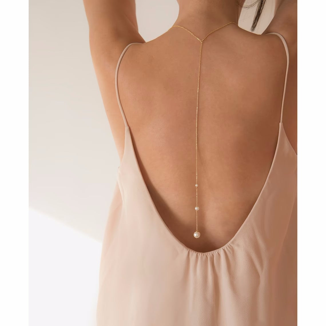 Pearl Back Chain Imitation Pearl Body Chain Y Necklace