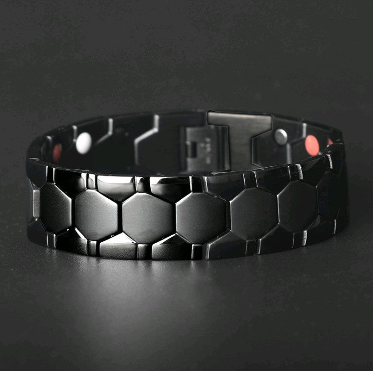 Pulsera magnética extraíble para hombre, pulsera de acero inoxidable, pulsera de energía hexagonal 