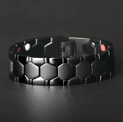 Pulsera magnética extraíble para hombre, pulsera de acero inoxidable, pulsera de energía hexagonal 