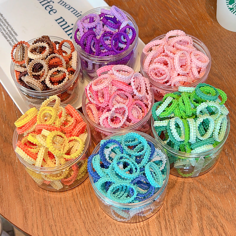 Banda de goma para niños, banda de goma de encaje enlatado de colores, cinta para el cabello elástica alta para niñas 