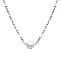 Collar de perlas de plata S925, cadena para el cuello con cuentas, cadena para clavícula 