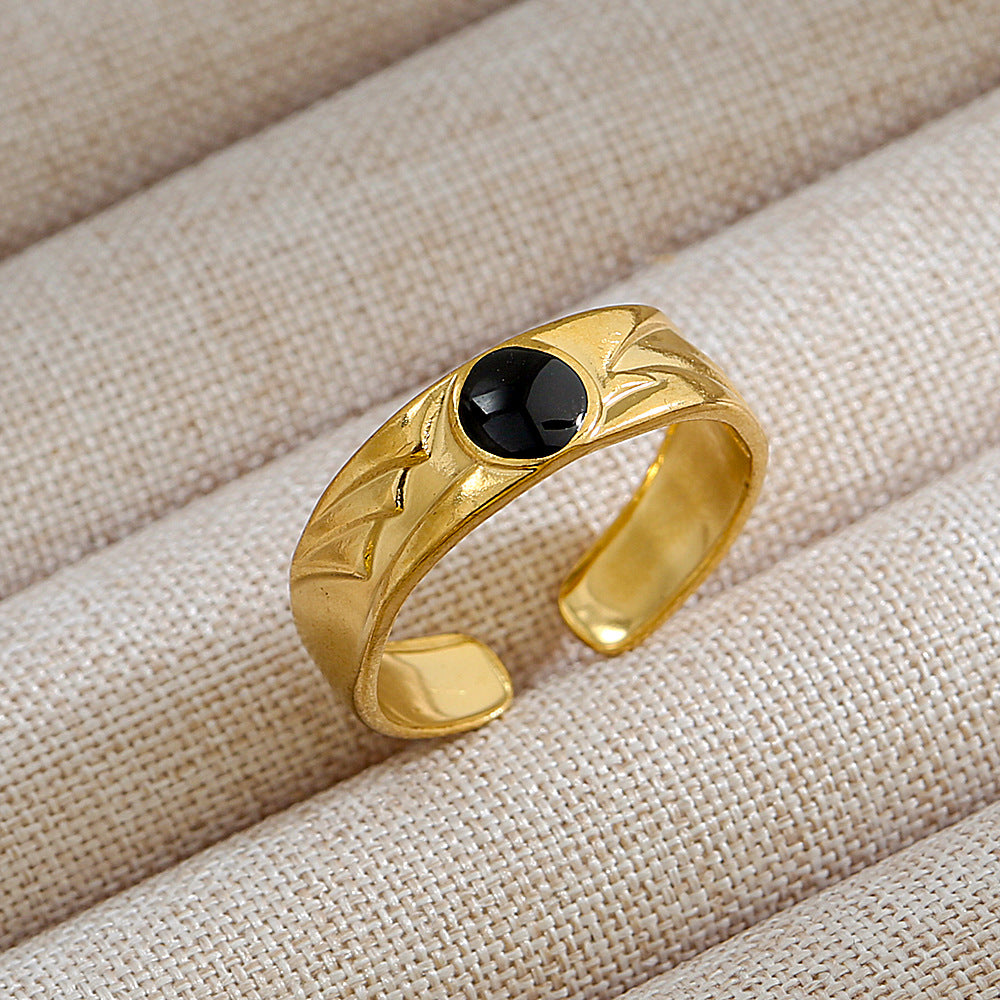 Anillo abierto de acero inoxidable 304 con letras geométricas, estilo hip hop, punk y streetwear. 