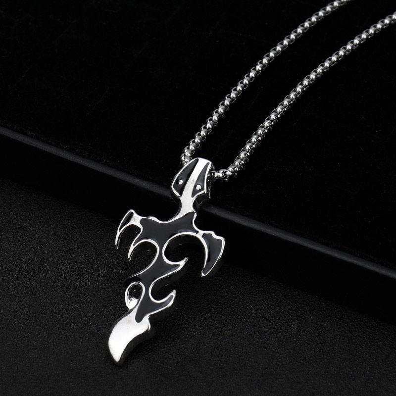 Collar de acero de titanio con colgante de hip hop para hombre 